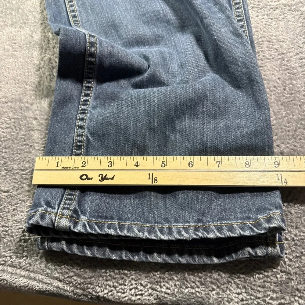 Wrangler Retro Relaxed Bootcut Jeans Mens 29x34 Blue Distressed WRT20WB Denim